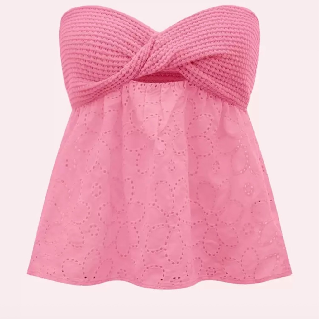 Pink Strapless Crochet Tube Top Size -M - Nwt